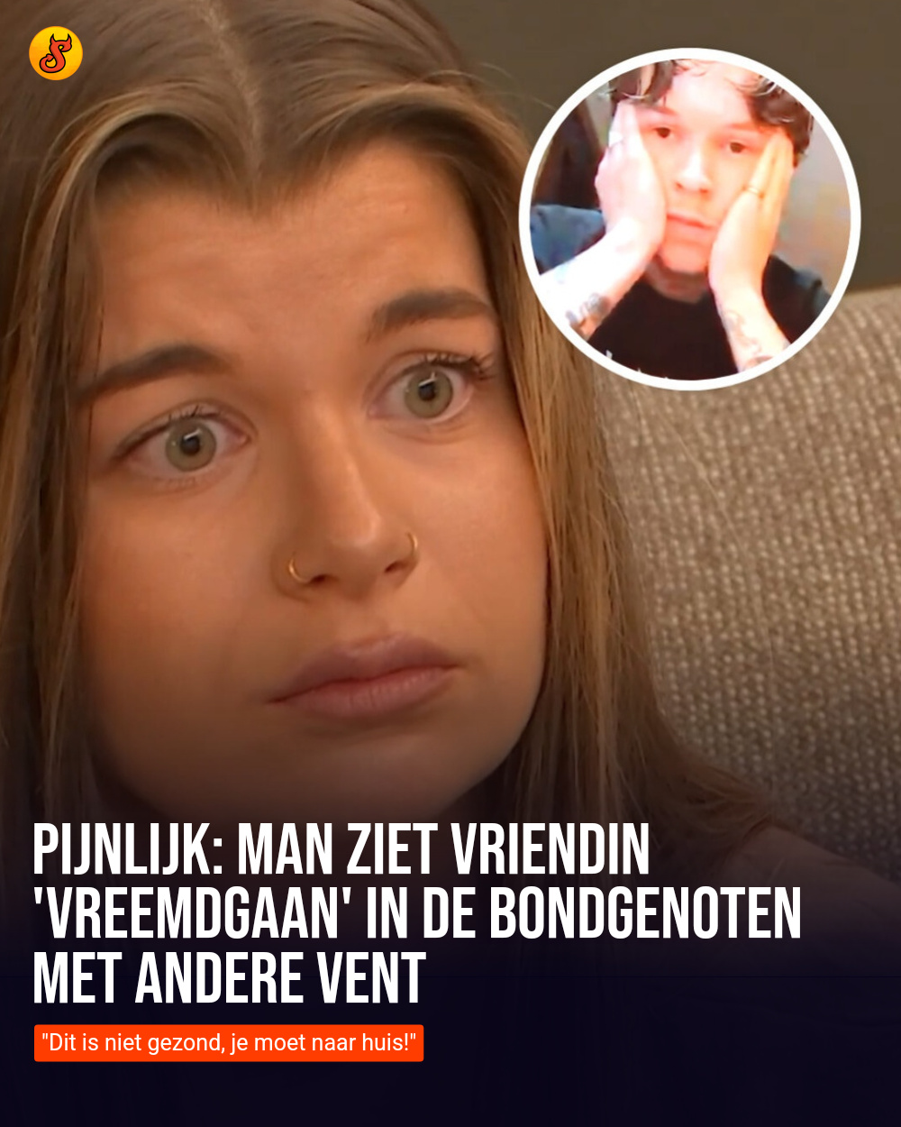 Pijnlijk: Man ziet vriendin 'vreemdgaan' in De Bondgenoten met andere vent
