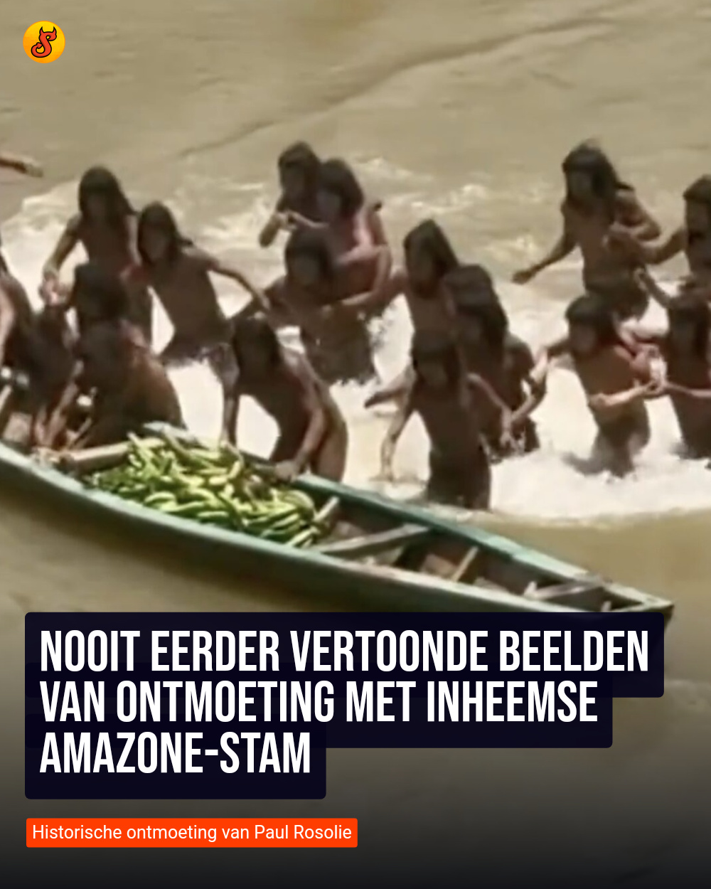 Nooit eerder vertoonde beelden van ontmoeting met inheemse Amazone-stam