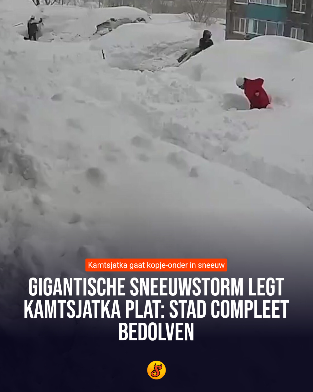Gigantische sneeuwstorm legt Kamtsjatka plat: Stad compleet bedolven