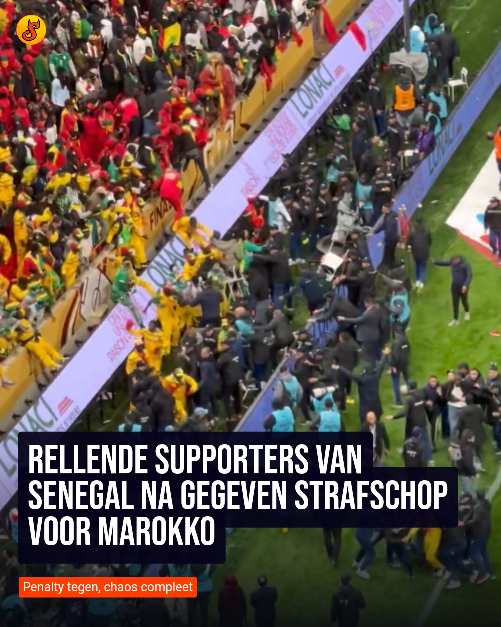 Rellende supporters van Senegal na gegeven strafschop voor Marokko