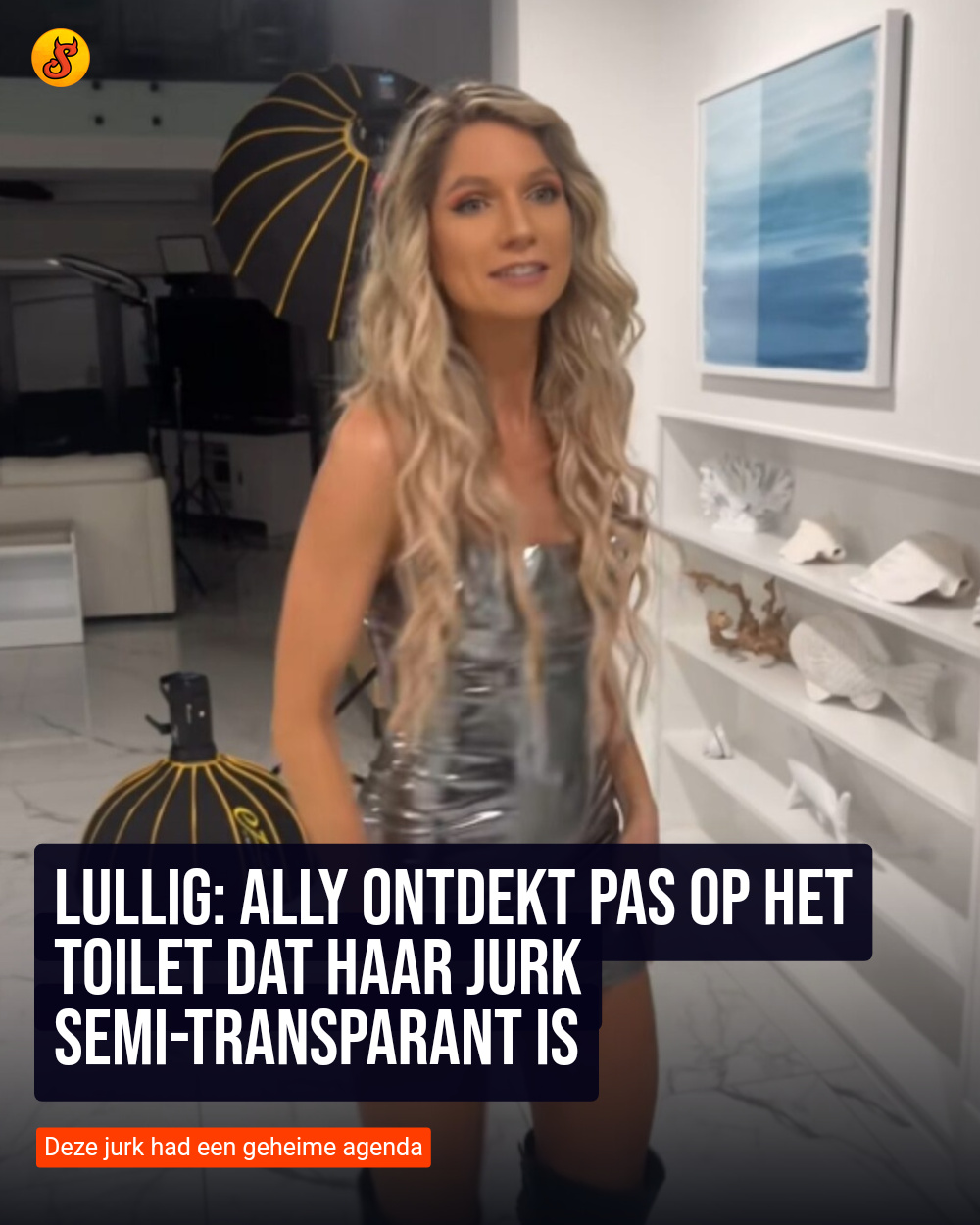 Lullig: Ally ontdekt pas op het toilet dat haar jurk semi-transparant is
