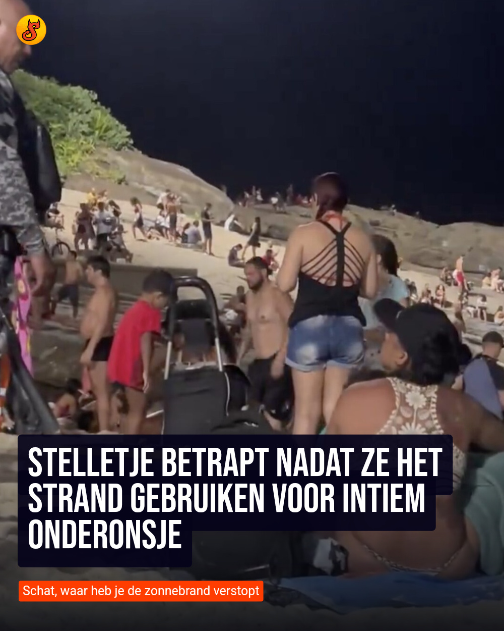 Stelletje betrapt nadat ze het strand gebruiken voor intiem onderonsje