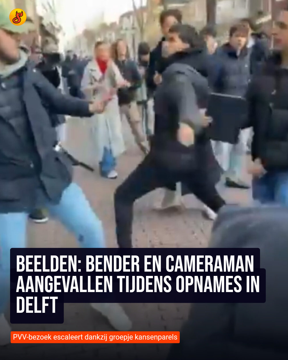 Beelden: Bender en cameraman aangevallen tijdens opnames in Delft