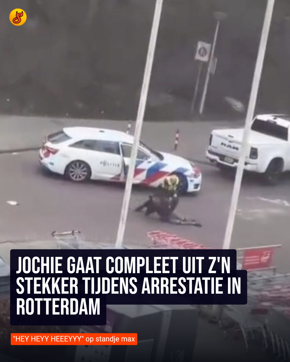 Jochie gaat compleet uit z'n stekker tijdens arrestatie in Rotterdam