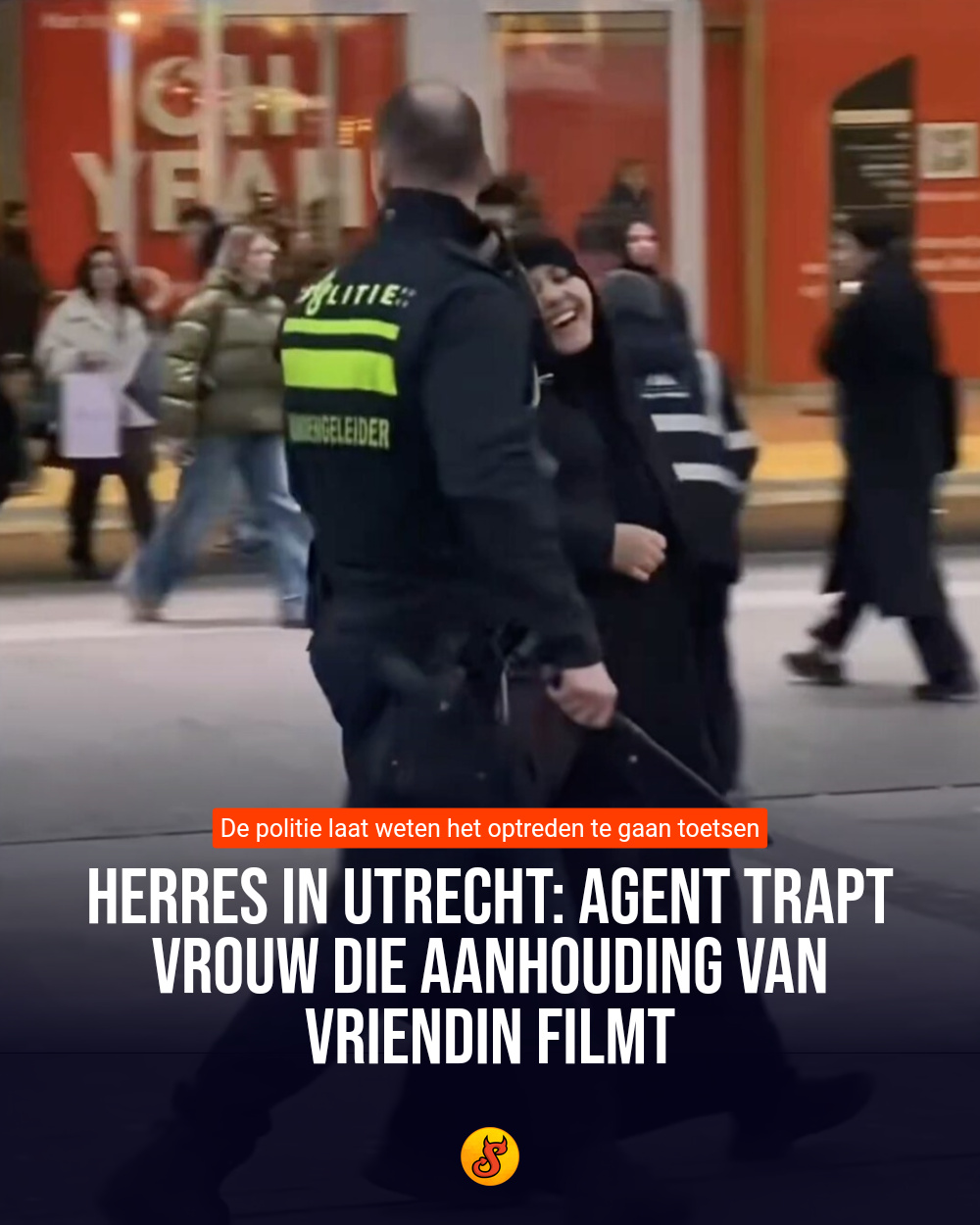 Herres in Utrecht: Agent trapt vrouw die aanhouding van vriendin filmt