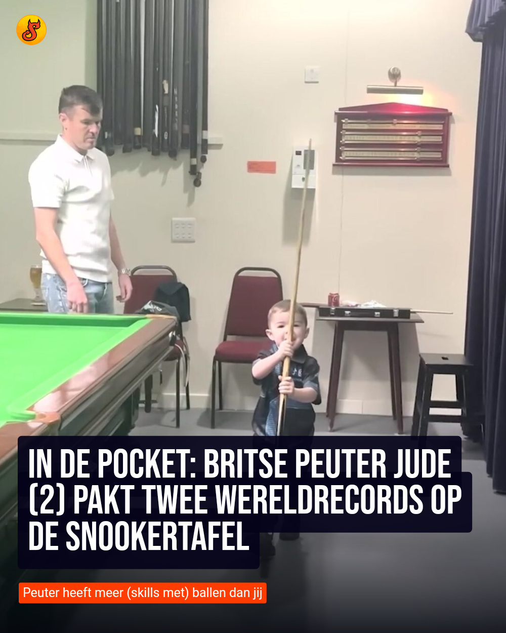 In de pocket: Britse peuter Jude (2) pakt twee wereldrecords op de snookertafel