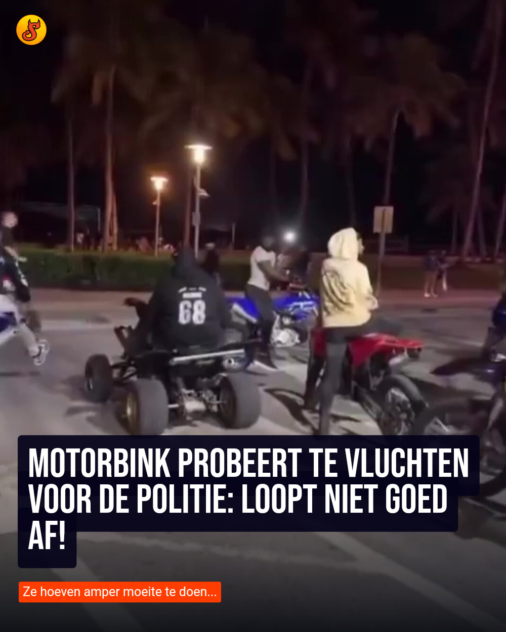 Motorbink probeert te vluchten voor de politie: loopt niet goed af!