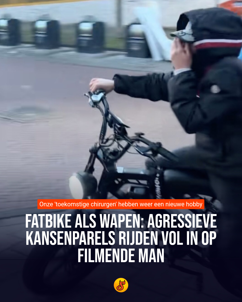 Fatbike als wapen: Agressieve kansenparels rijden vol in op filmende man