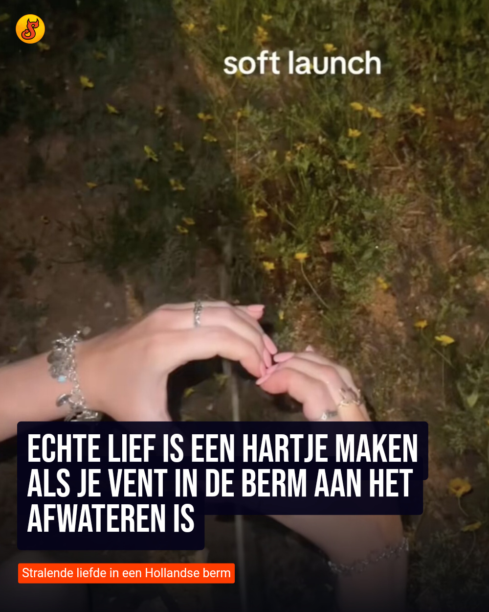 Echte lief is een hartje maken als je vent in de berm aan het afwateren is