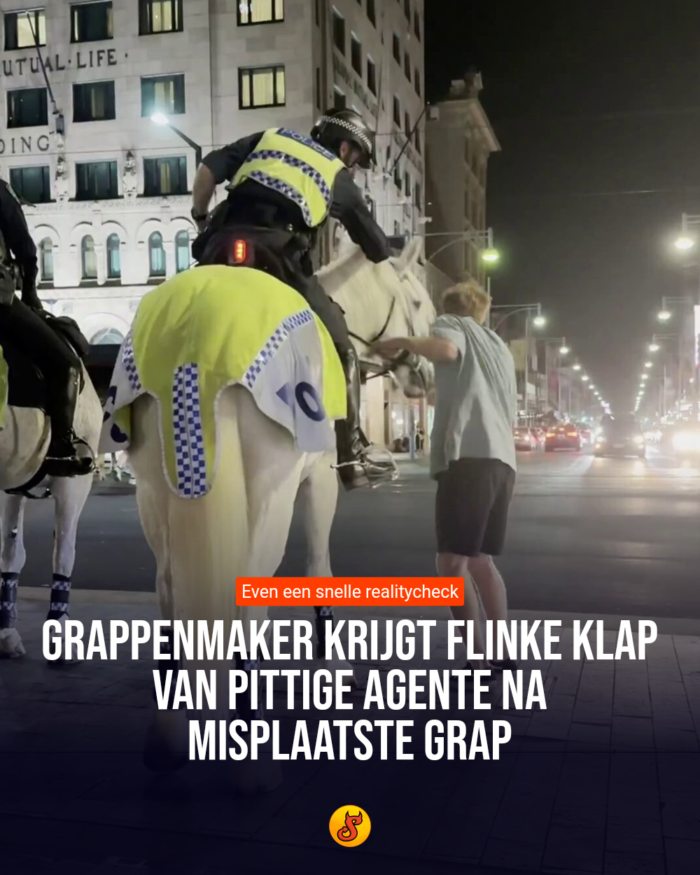 Grappenmaker krijgt flinke klap van pittige agente na misplaatste grap