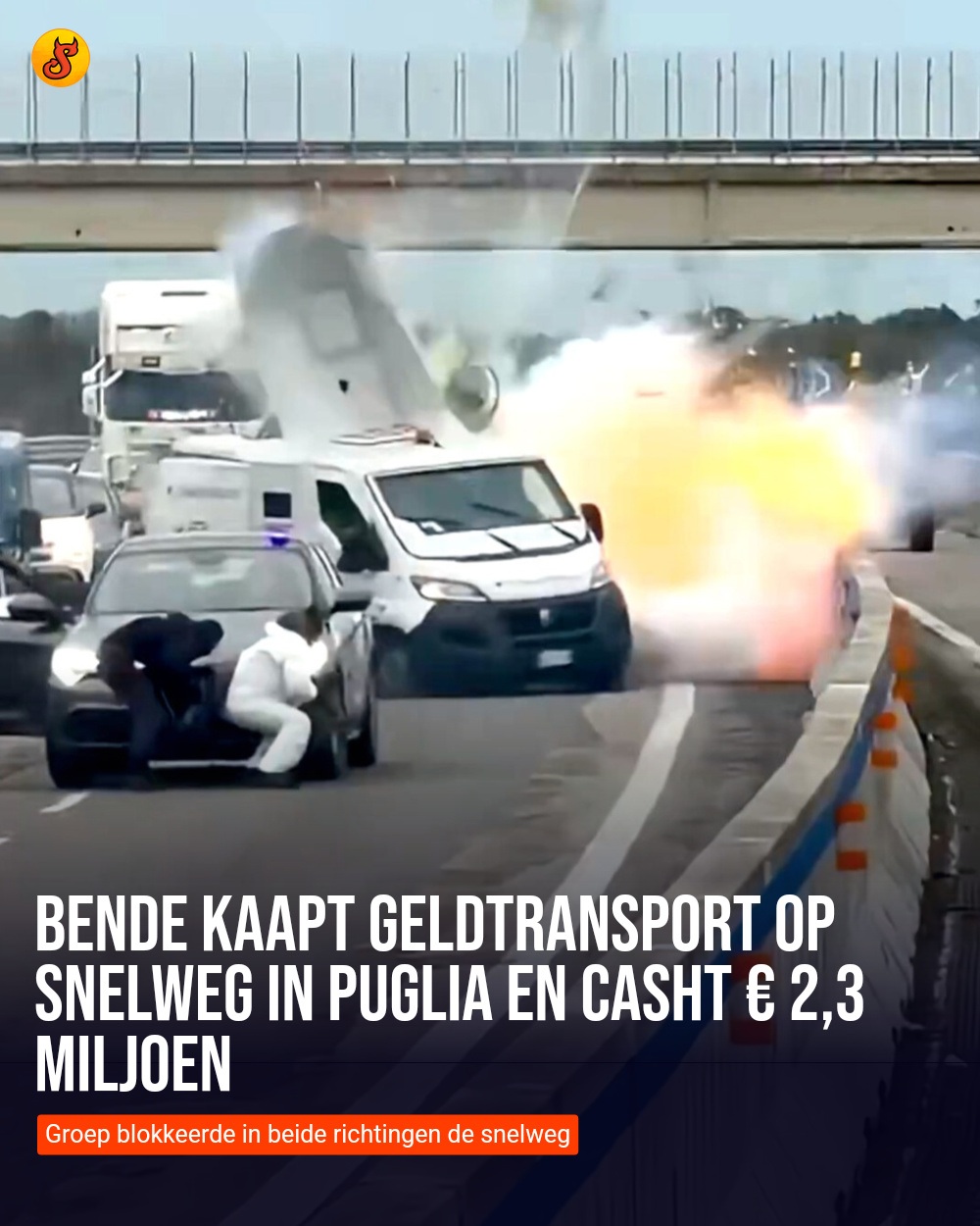 Bende kaapt geldtransport op snelweg in Puglia en casht € 2,3 miljoen
