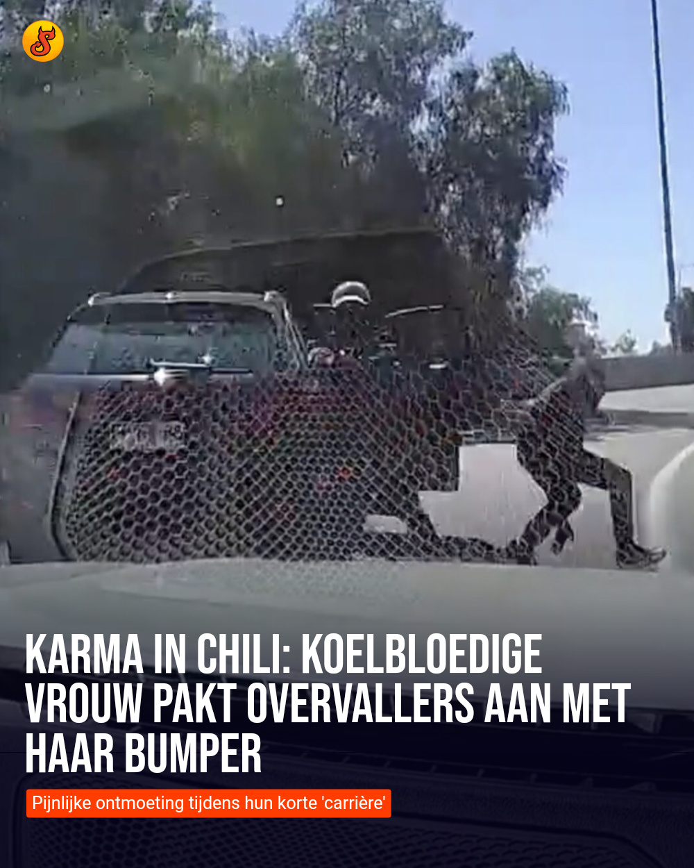 Karma in Chili: Koelbloedige vrouw pakt overvallers aan met haar bumper