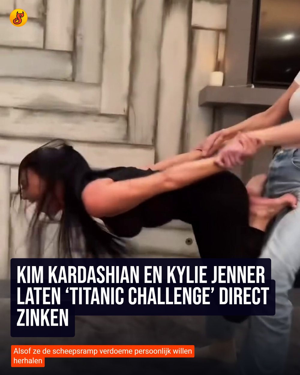 Kim Kardashian en Kylie Jenner laten ‘Titanic Challenge’ direct zinken