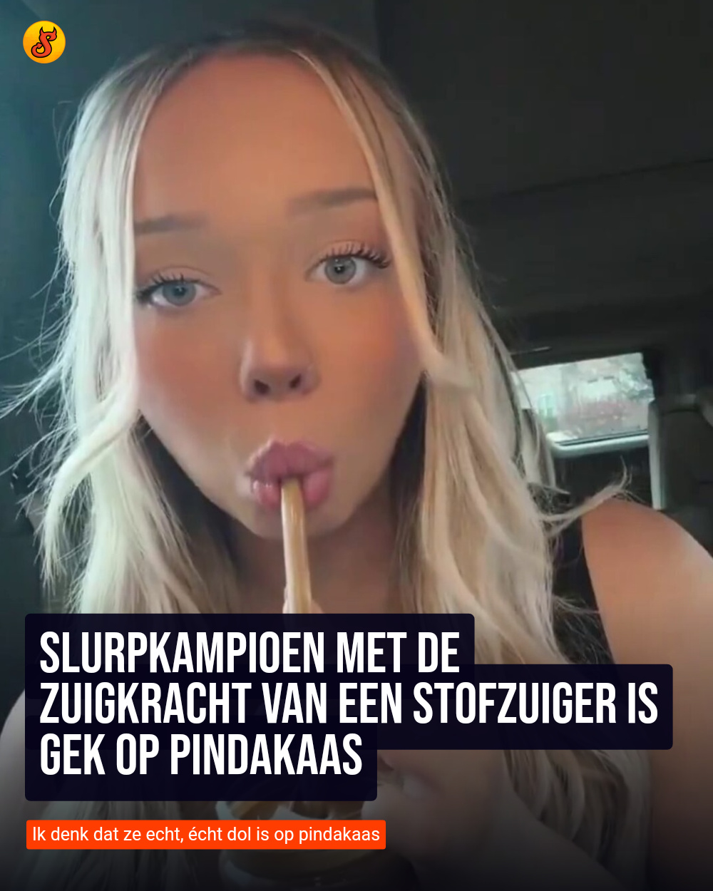 Slurpkampioen met de zuigkracht van een stofzuiger is gek op pindakaas