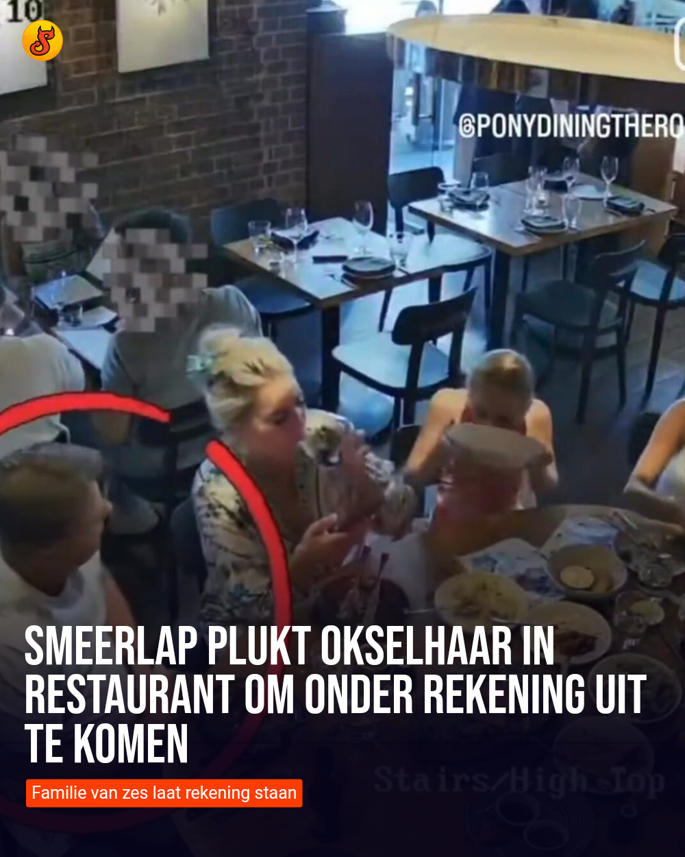 Smeerlap plukt okselhaar in restaurant om onder rekening uit te komen