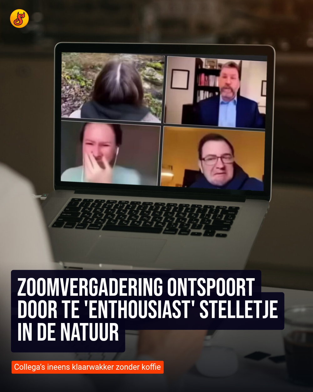 Zoomvergadering ontspoort door te 'enthousiast' stelletje in de natuur