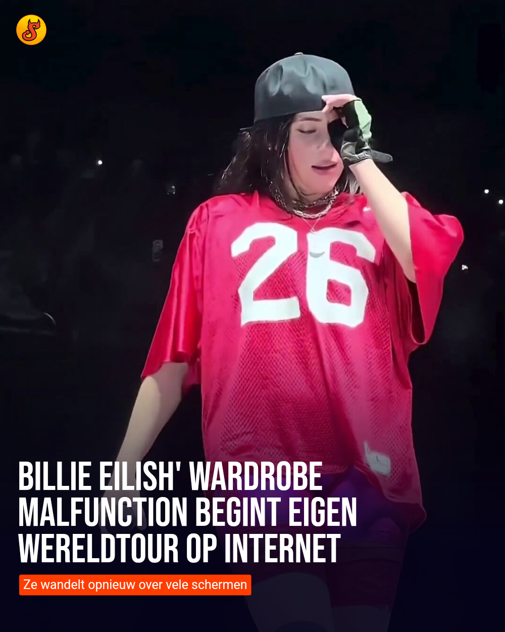 Billie Eilish' wardrobe malfunction begint eigen wereldtour op internet