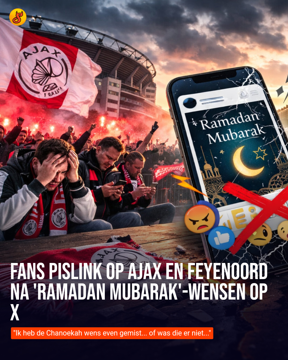 Fans pislink op Ajax en Feyenoord na 'Ramadan Mubarak'-wensen op X