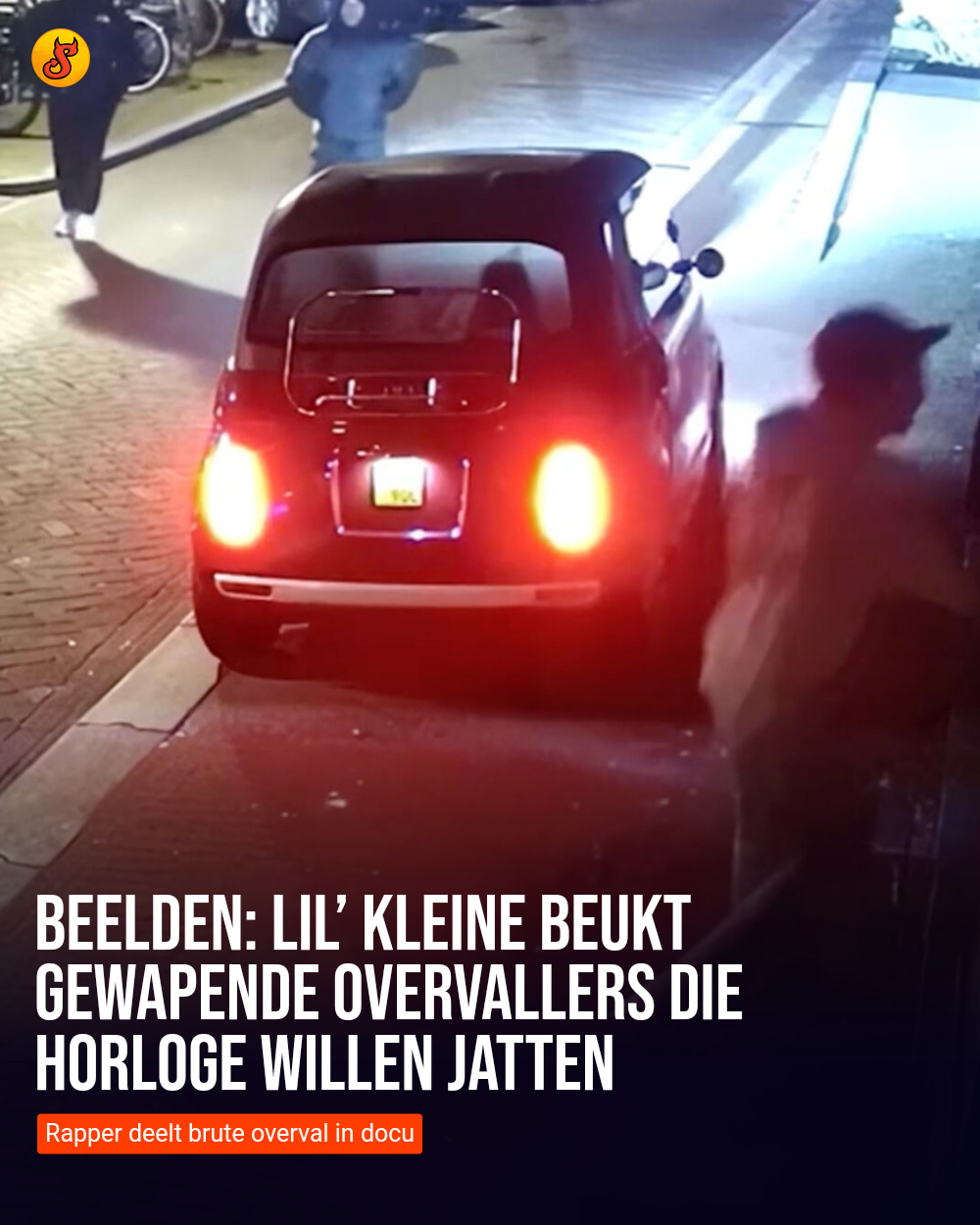 Beelden: Lil’ Kleine beukt gewapende overvallers die horloge willen jatten
