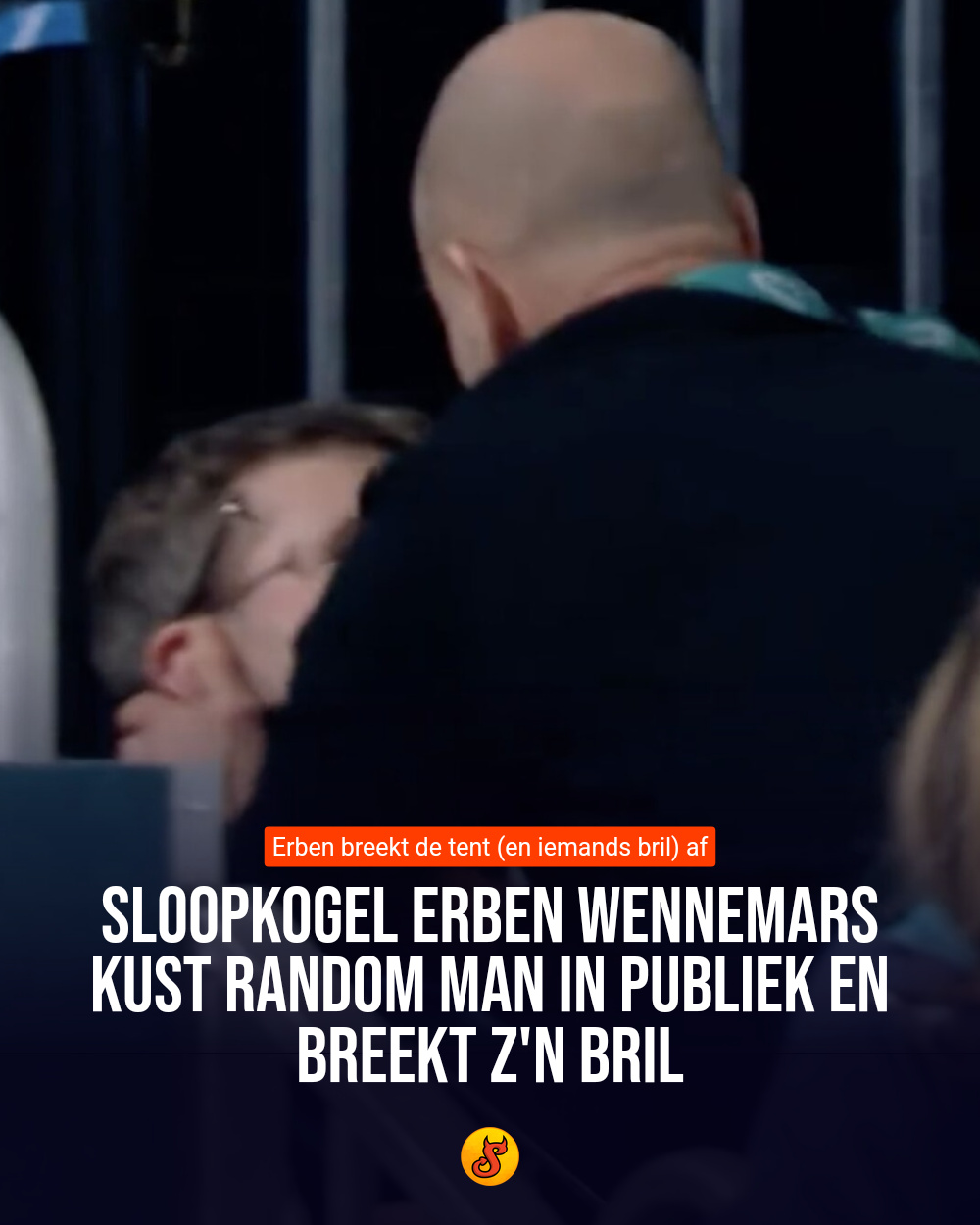 Sloopkogel Erben Wennemars kust random man in publiek en breekt z'n bril