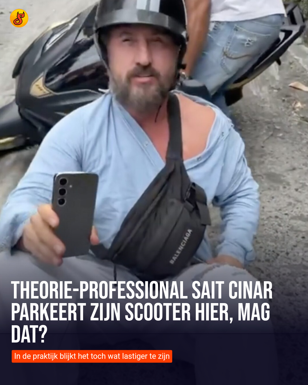 Theorie-professional Sait Cinar parkeert zijn scooter hier, mag dat?