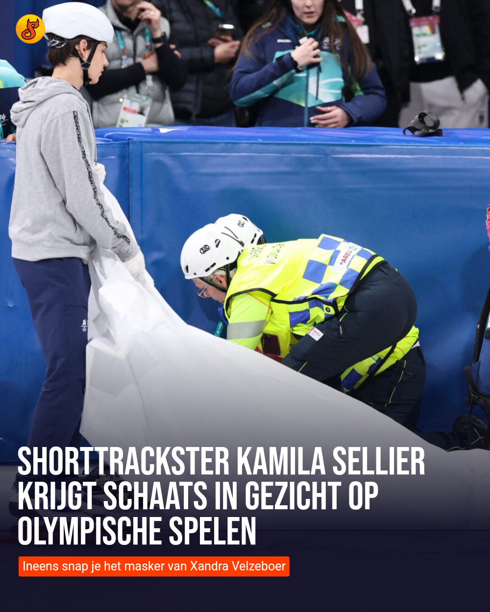 Shorttrackster Kamila Sellier krijgt schaats in gezicht op Olympische Spelen