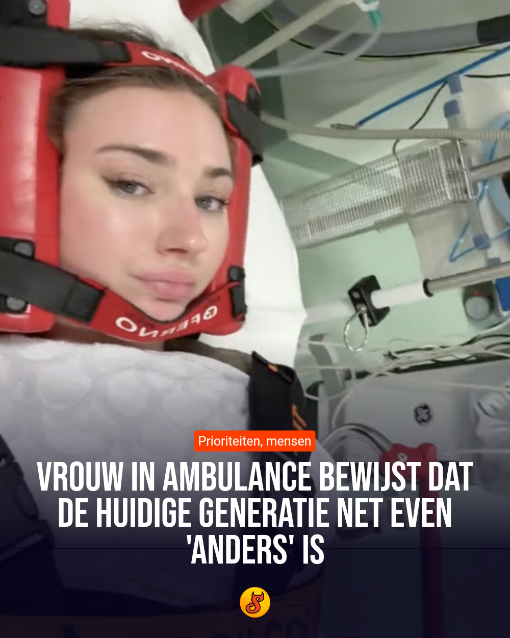Vrouw in ambulance bewijst dat de huidige generatie net even 'anders' is