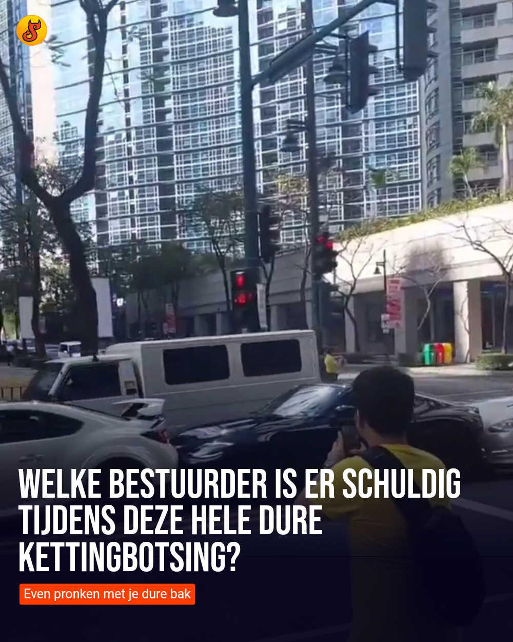 Welke bestuurder is er schuldig tijdens deze hele dure kettingbotsing?