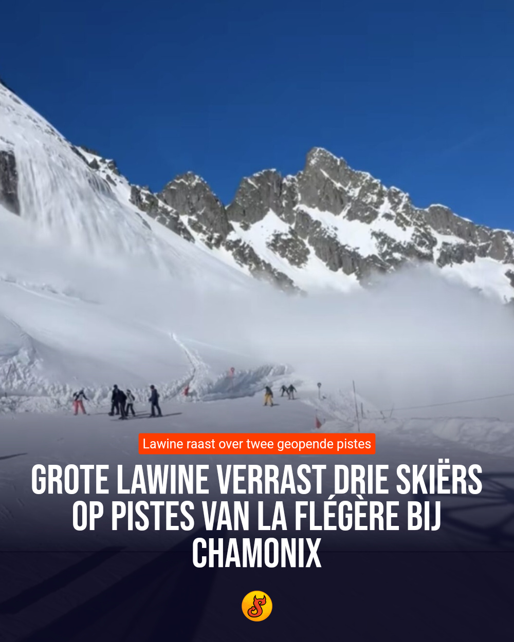 Grote lawine verrast drie skiërs op pistes van La Flégère bij Chamonix