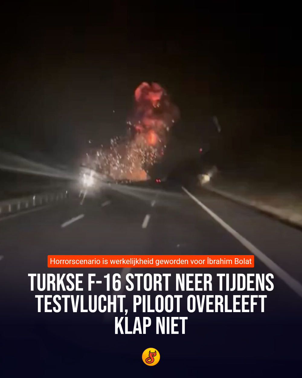 Turkse F-16 stort neer tijdens testvlucht, piloot overleeft klap niet