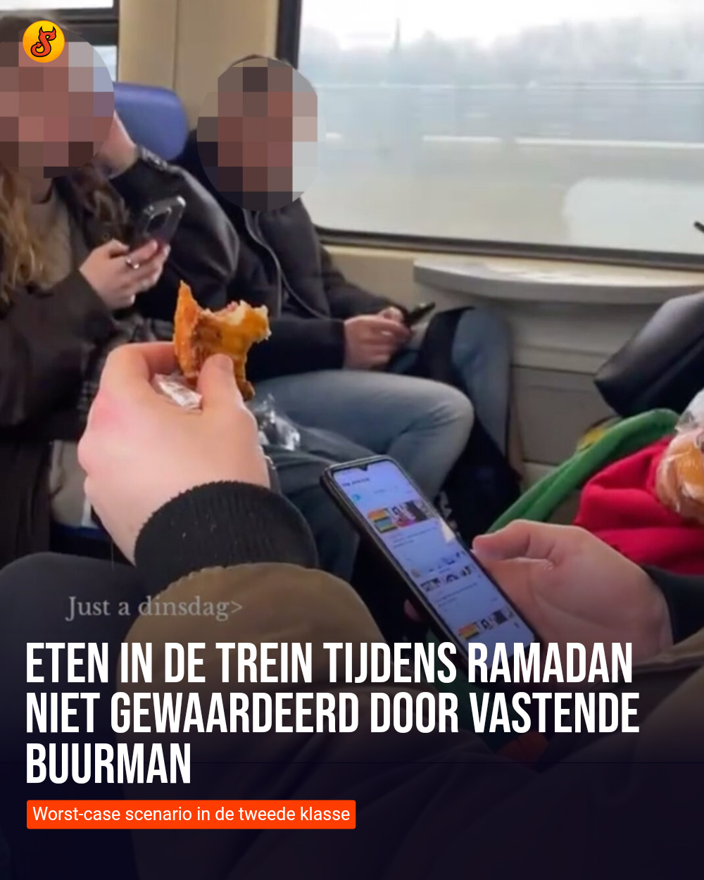 Eten in de trein tijdens ramadan niet gewaardeerd door vastende buurman