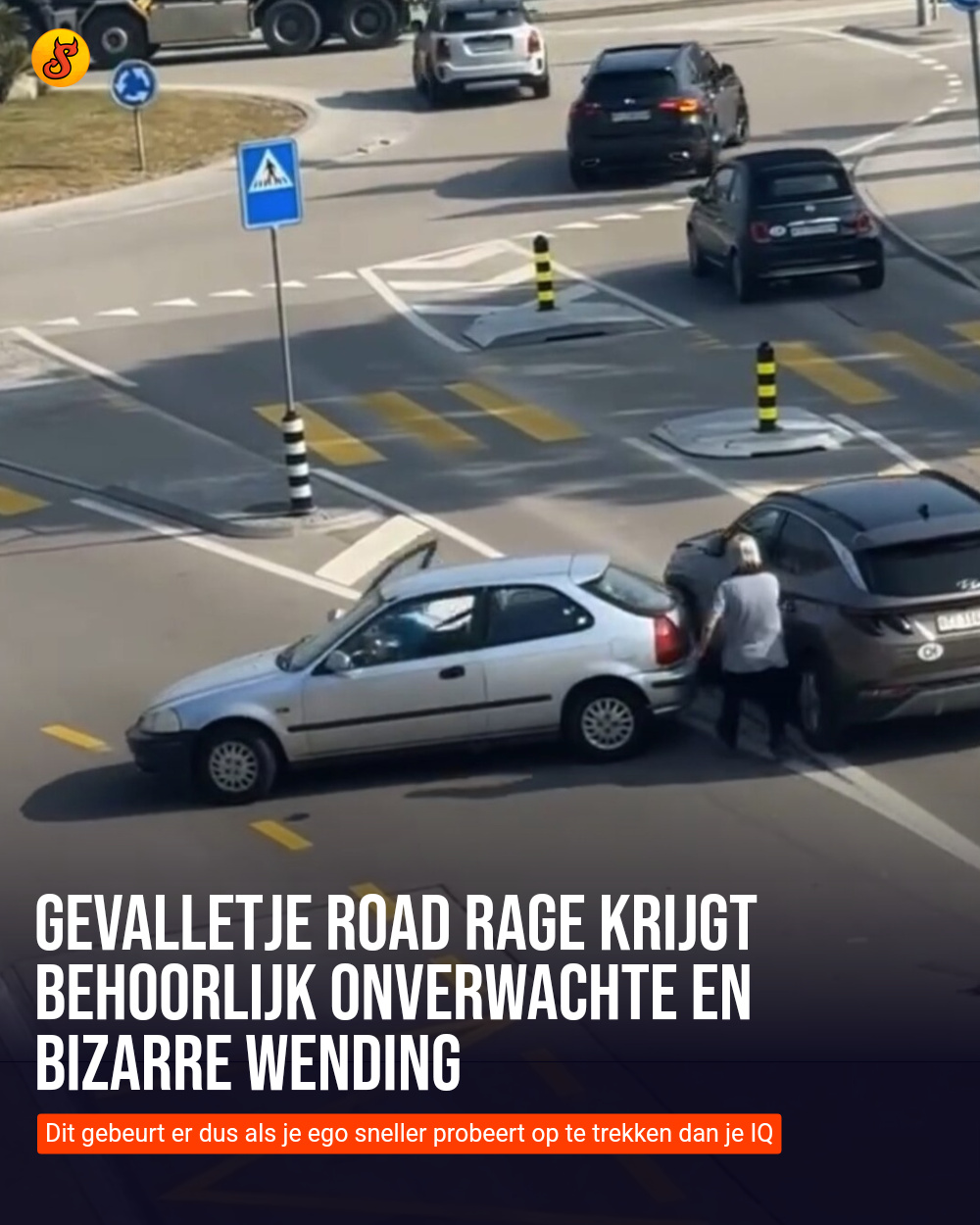 Gevalletje road rage krijgt behoorlijk onverwachte en bizarre wending