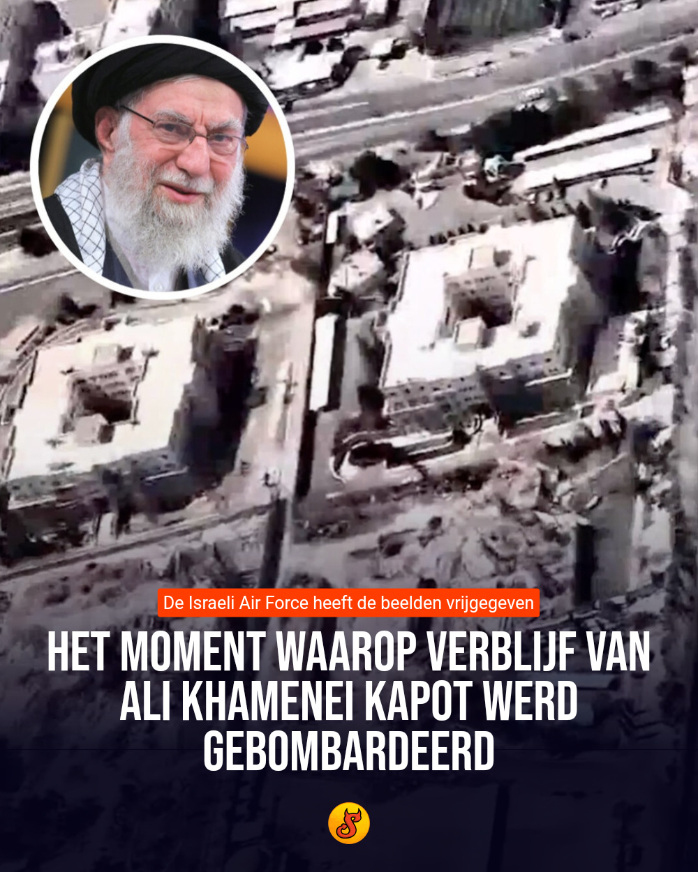 Het moment waarop verblijf van Ali Khamenei kapot werd gebombardeerd