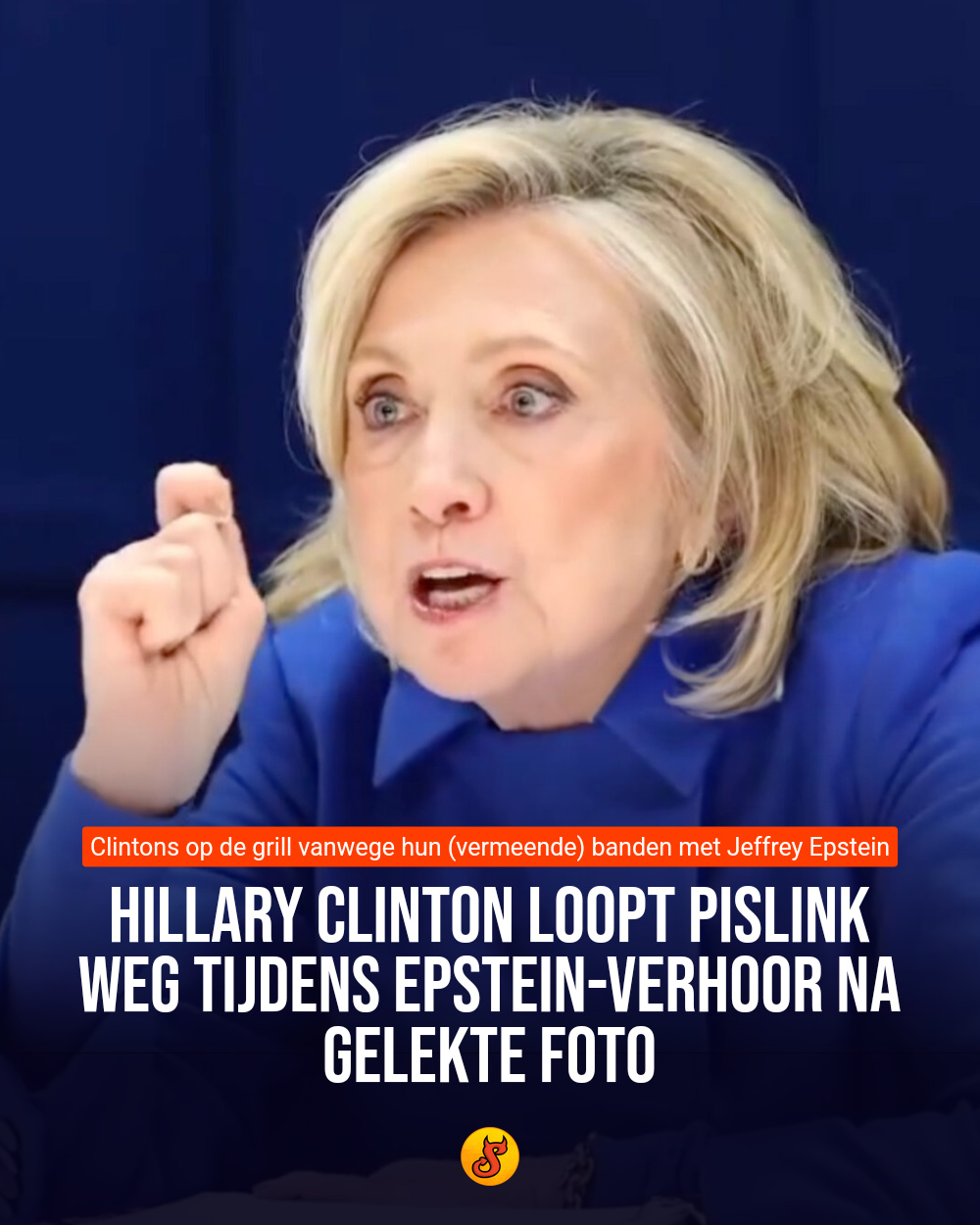 Hillary Clinton loopt pislink weg tijdens Epstein-verhoor na gelekte foto
