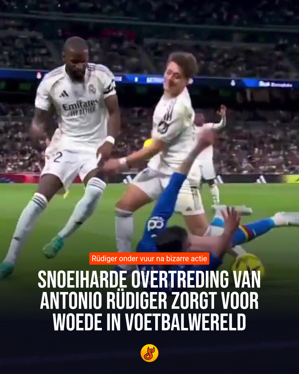 Snoeiharde overtreding van Antonio Rüdiger zorgt voor woede in voetbalwereld