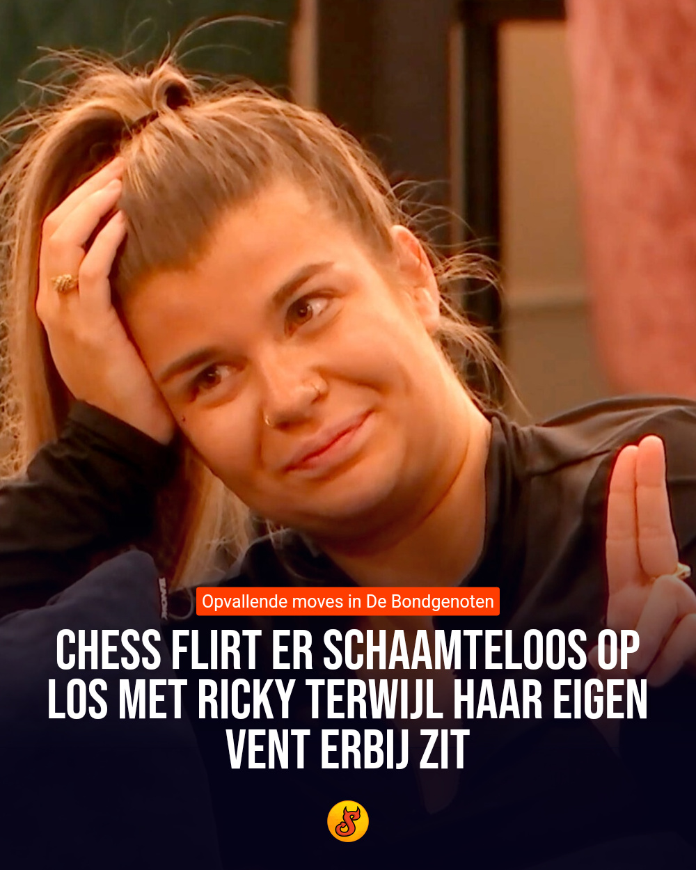 Chess flirt er schaamteloos op los met Ricky terwijl haar eigen vent erbij zit