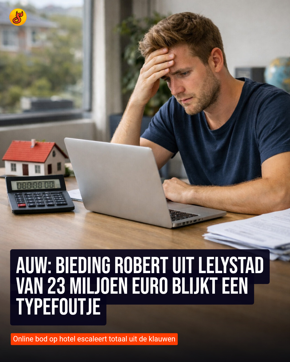 Auw: Bieding Robert uit Lelystad van 23 miljoen euro blijkt een typefoutje