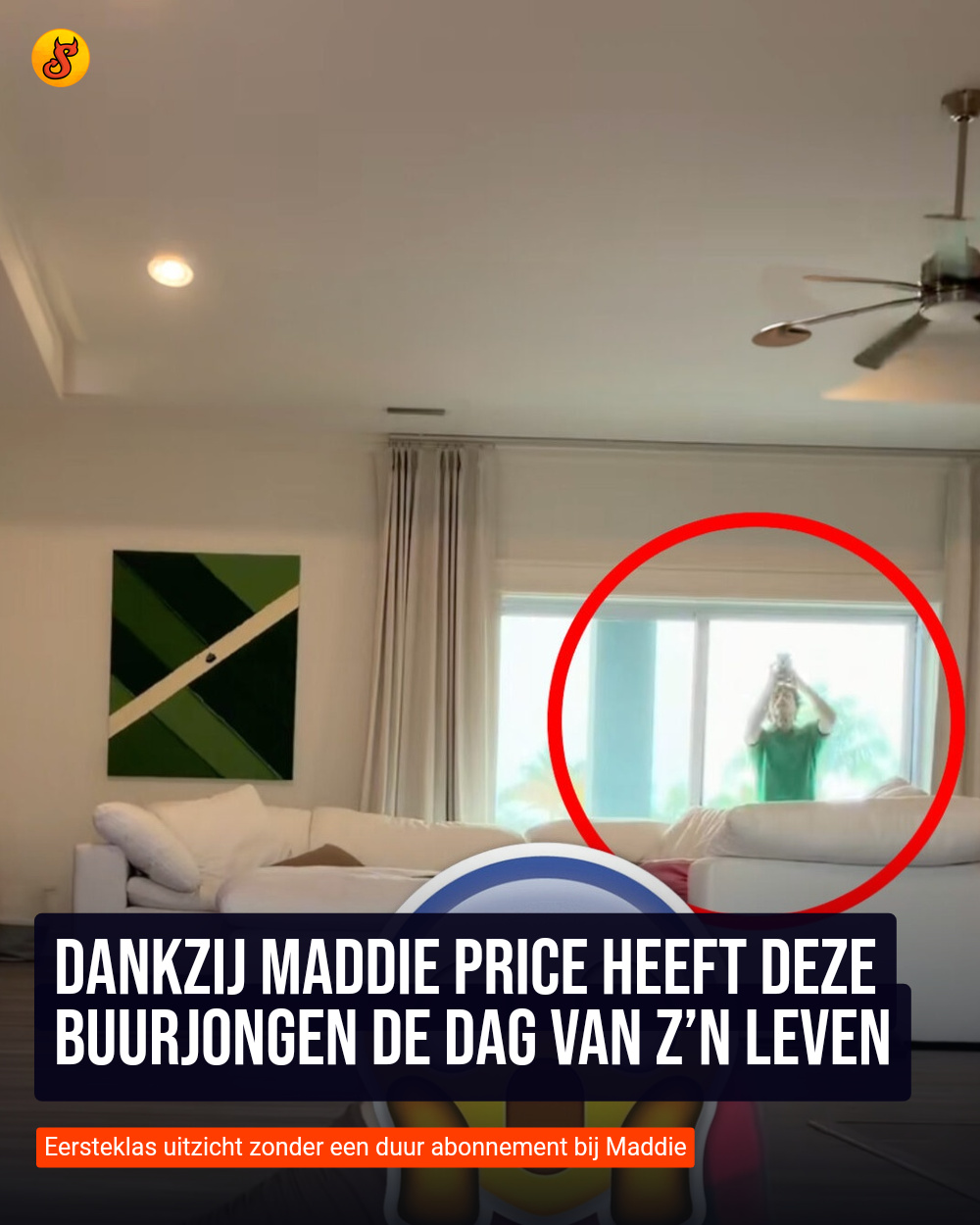 Dankzij Maddie Price heeft deze buurjongen de dag van z’n leven