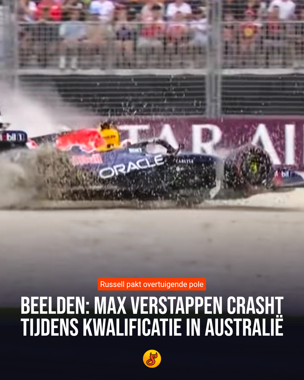 Beelden: Max Verstappen crasht tijdens kwalificatie in Australië