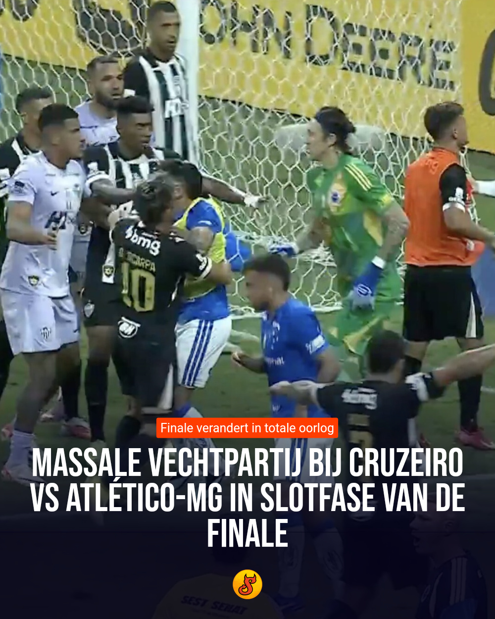Massale vechtpartij bij Cruzeiro vs Atlético-MG in slotfase van de finale