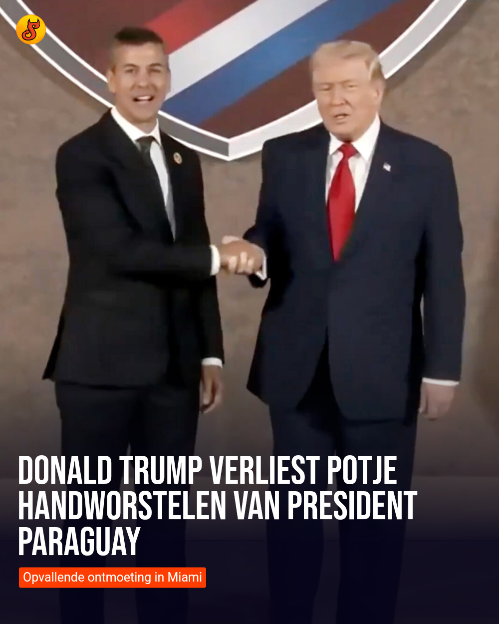Donald Trump verliest potje handworstelen van president Paraguay