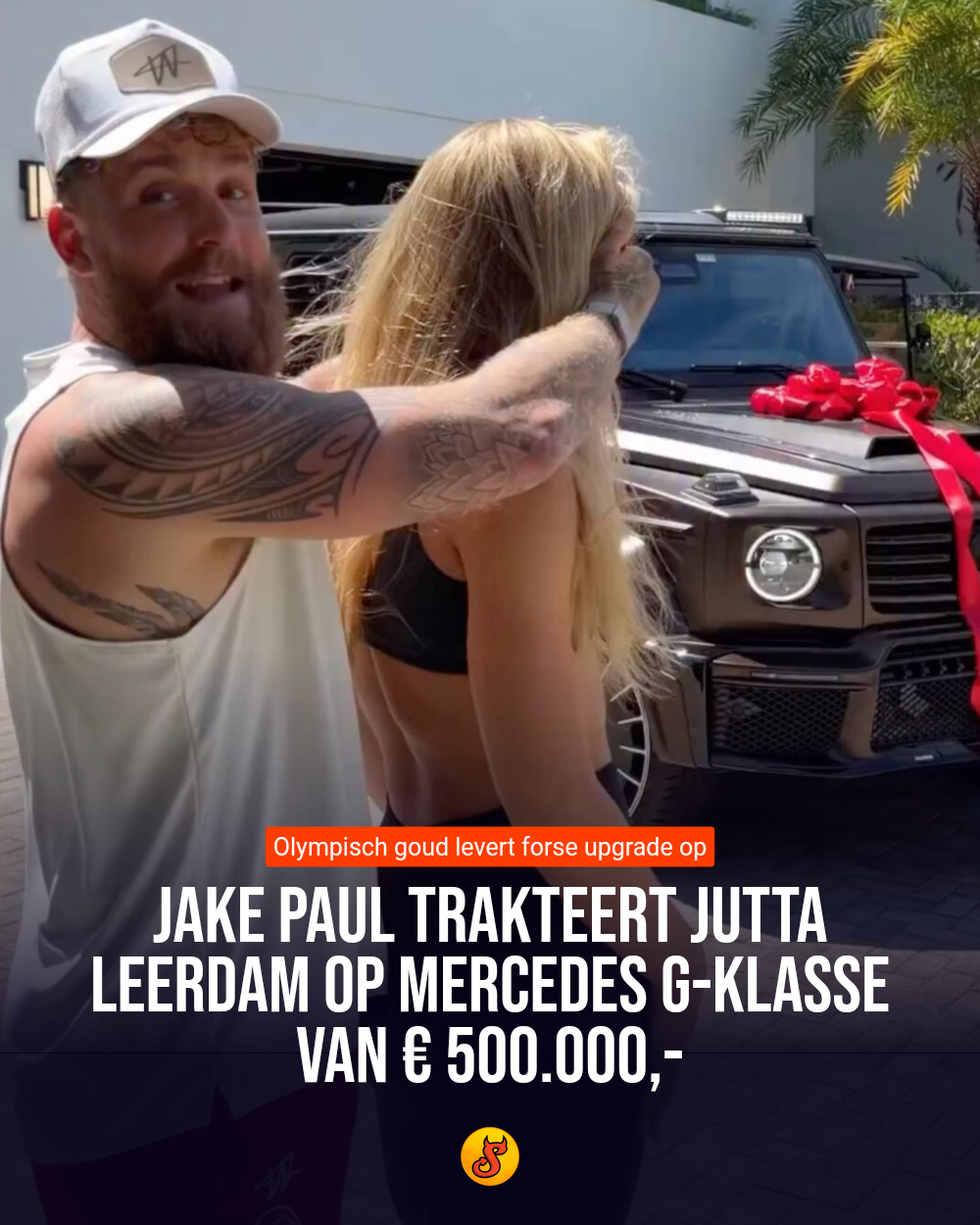 Jake Paul trakteert Jutta Leerdam op Mercedes G-Klasse van € 500.000,-