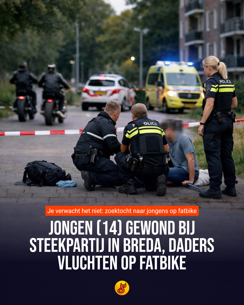 Jongen (14) gewond bij steekpartij in Breda, daders vluchten op fatbike