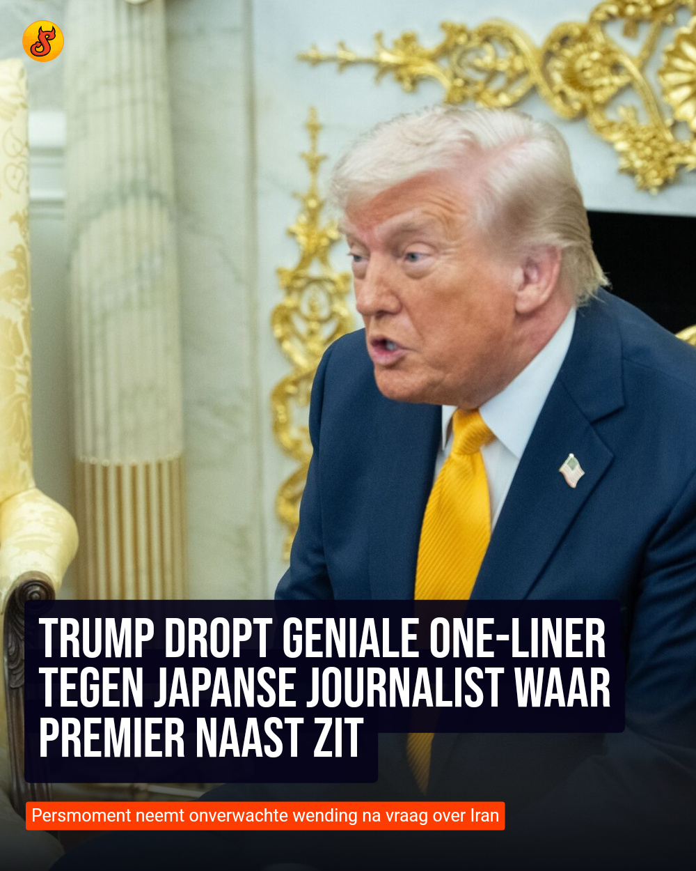Trump dropt geniale one-liner tegen Japanse journalist waar premier naast zit