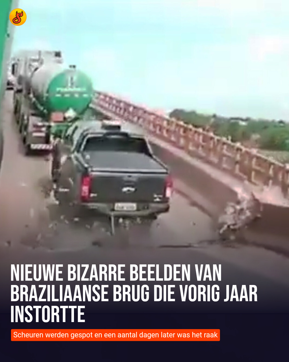 Nieuwe bizarre beelden van Braziliaanse brug die vorig jaar instortte