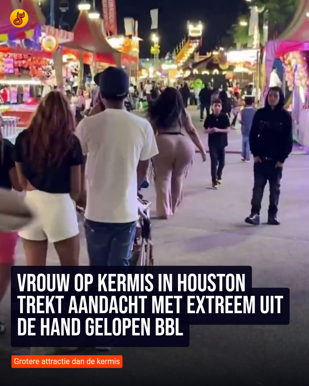 Vrouw op kermis in Houston trekt aandacht met extreem uit de hand gelopen BBL