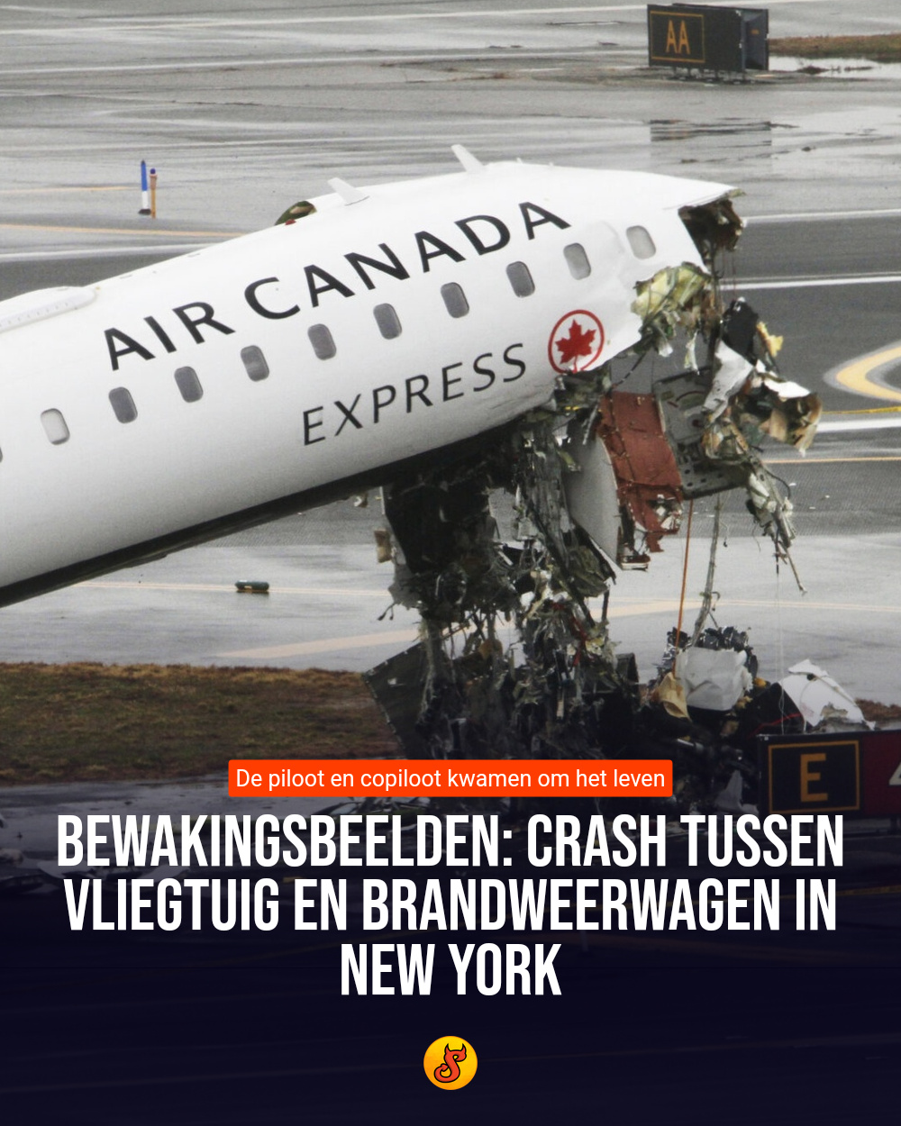Bewakingsbeelden: Crash tussen vliegtuig en brandweerwagen in New York