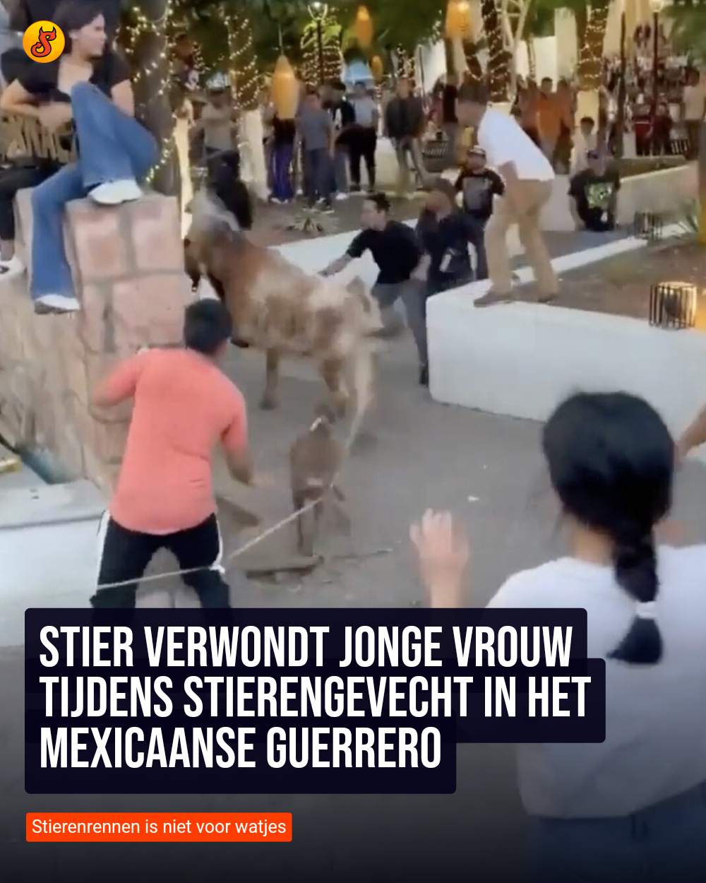 Stier verwondt jonge vrouw tijdens stierengevecht in het Mexicaanse Guerrero