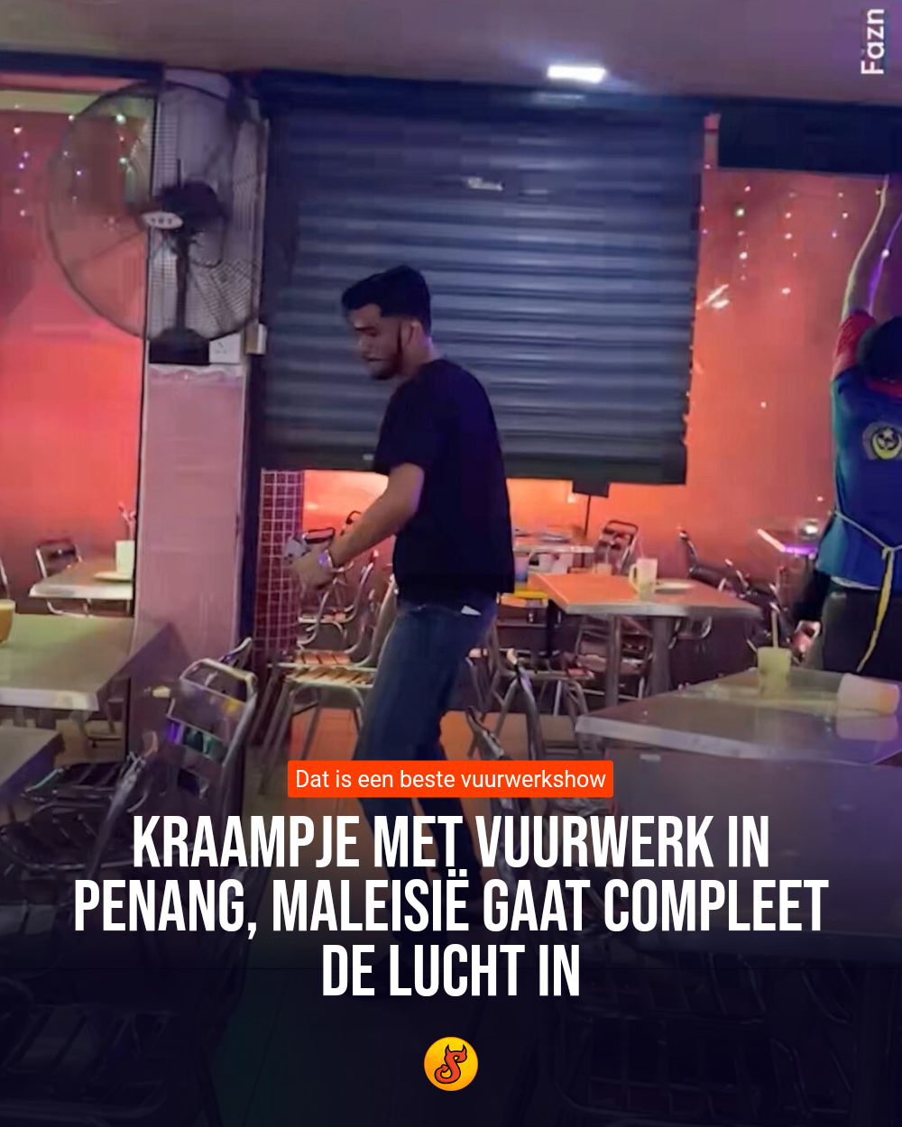 Kraampje met vuurwerk in Penang, Maleisië gaat compleet de lucht in
