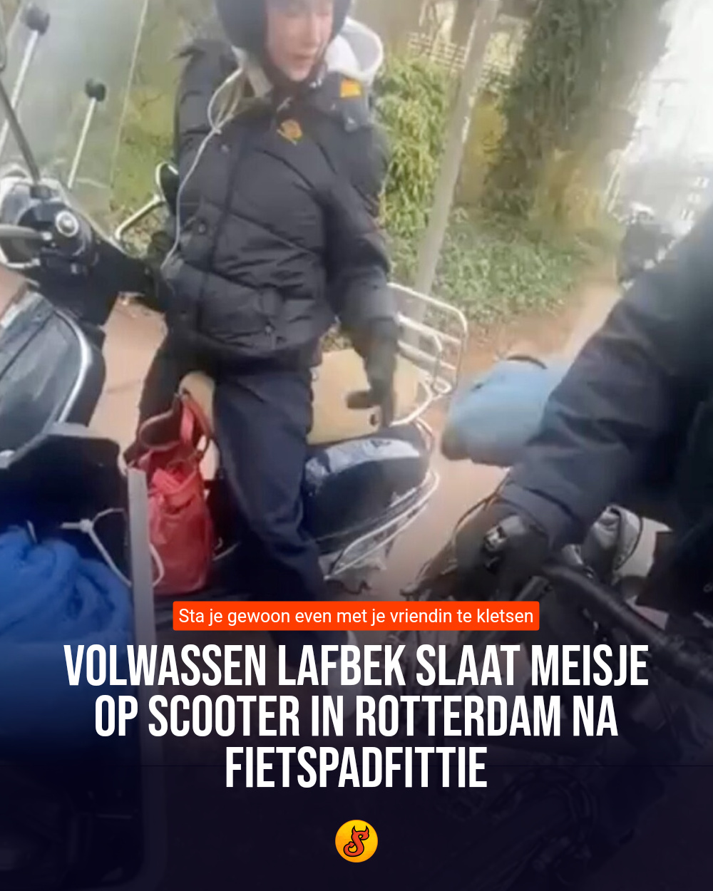 Volwassen lafbek slaat meisje op scooter in Rotterdam na fietspadfittie